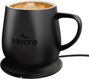 $50 12oz IntelliHeat  Coffee Mug  Baristas Choice  Exclusive Wireless SmartSense Pad  Maintains Perfect 135 F  Hand-Crafted Ceramic Mug & Lid  for Tea Drinkers  Backed for Life - Black