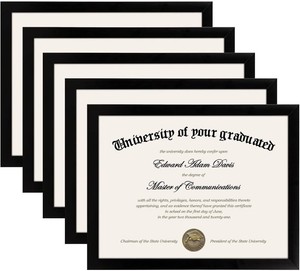 $24 upsimples Certificate Frame, 8.5 by 11 Glass Diploma Frames, 5 Pack, Black