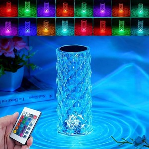 Crystal Table Lamp Touch, 16 Color Changing Night Light, Rechargeable, Dimmable, RGB Rose Diamond Ambient Mood Lighting, Protable Cordless Desk Lamp Bedside Led Light for Bedroom Living Room Party (missing remote)