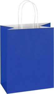 $46 Mlyta 200 Pack 8x4.75x10 Inch Medium Royal Blue Kraft Paper Gift Bags with Handles Bulk for Goodie, Party Favor Brithday Grocery Shopping Business Wedding Retail Craft Treat To Go, Merchandise Sacks