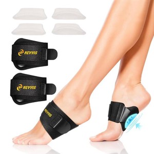 $22 NEVVIS Arch Support Braces with Replaceable Gel Pads, Adjustable Orthotic Arch Support for Women Men, Relief for Plantar Fasciitis, High Arch, Flat Feet, Foot Fatigue, Arch Pain, 4 Pads with 2 Heights