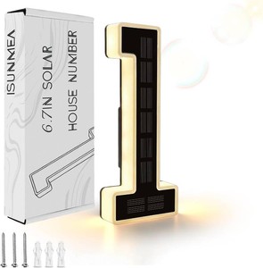 $20 ISUNMEA 6.7 Inch Solar Lighted House Numbers for Outside, LED Backlit Light
