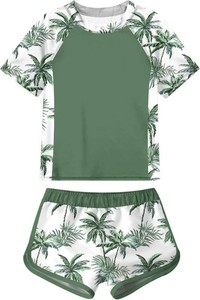 $27 ADUKIDE Girls Rash Guard Swimsuit Size 7-16 Kids Short Sleeve Bathing Suit