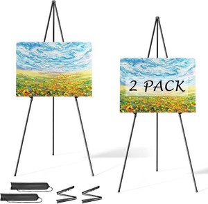 $26 Easel Stand for Sign, Aredy 63 Portable Painting Easel, Lightweight Metal Easels for Painting Canvas, Wedding Sign (2 Pack)