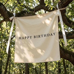 $24 Oudain 59x59 Inch Happy Birthday Banner Burlap Happy Birthday Backdrop