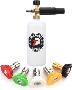 $20 Tool Daily Foam Cannon with 14 Inch Quick Connector, 1 Liter, 5 Pressure Washer Nozzle Tips