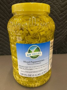 Bay Valley Sliced Pepperoncini 1 Gal Jar - Unopened