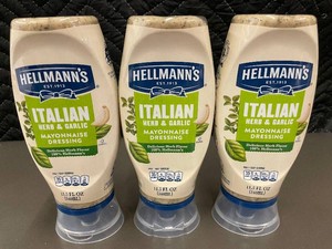 3 Hellmanns Italian Herb & Garlic Mayonnaise Dressing, 11.5 oz