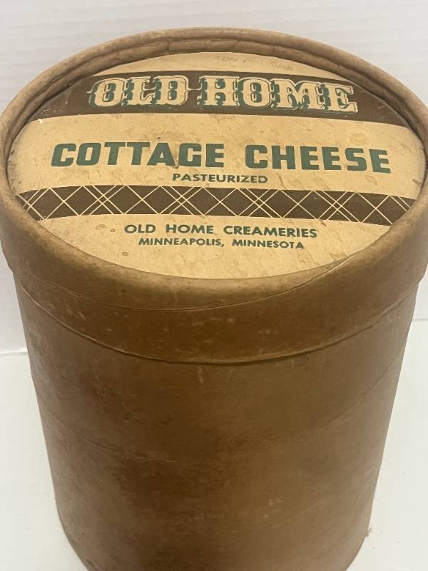 Vintage Paper Old Home Cottage Cheese 10lb Container