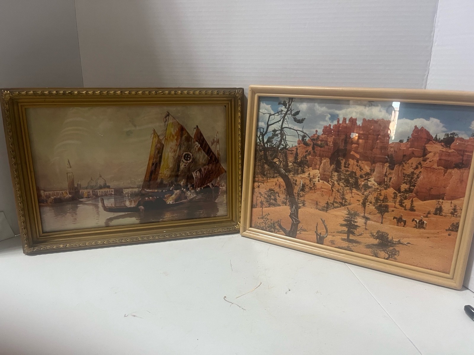 Two Framed Prints Utah Buttes and Sailboat