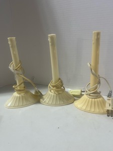 Three Vintage Plastic Window Electric Candles