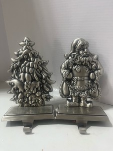 Two Metal Mantel Stocking Holders