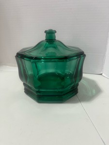 Indiana Glass Concord Green Covered Candy Dish
