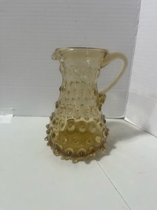 Empoli Italy Amber Hobnail Pitcher MCM