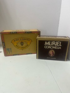2 Vintage Cigar Boxes King Edward Invincible and Muriel Coronella
