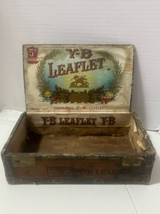 Vintage Y-B Leaflet Wooden Cigar Box Yocum Brothers Est. 1879