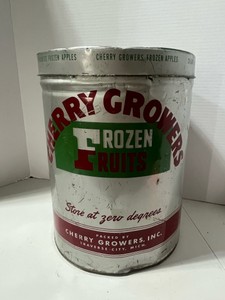 Vintage Cherry Growers Frozen Fruits Tin Traverse City MI