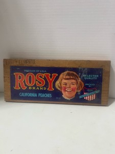 Vintage Rosy Brand California Peaches Crate Panel