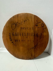 Vintage Round Olsons Spiced Gaffelbitar Barrel Cover Minneapolis Minn