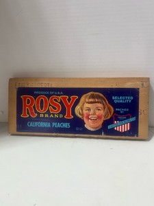 Vintage Rosy Brand California Peaches Crate Panel (2)