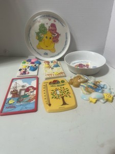 Adorable Vintage Light Switch Covers and Care Bear Plastic Childs Plate and Bowl