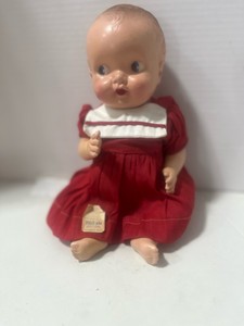 Vintage Rubber Baby Doll With Peggy Ann Red Dress