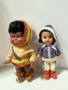 Two Vintage Dolls Souvenir from Waterton Park Canada, and Sleepy Eye Doll
