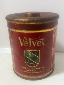 Vintage Velvet Pipe and Cigarette Tobacco Tin