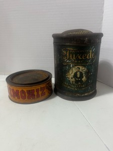 2 Vintage Tins Pattersons Tuxedo Tobacco and Simoniz