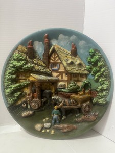 1970 3-D Chalkware Hand Painted Wall Plaque