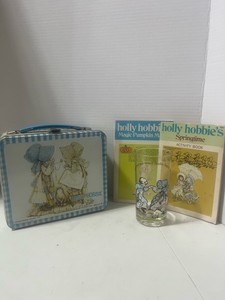 1979 Holly Hobbie Lunch Box, (no Thermos) Two Activity Books and Drink Glass