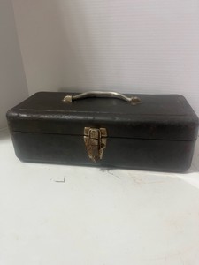 Vintage Tackle Box with Few Lures, Bobber and Fish Gripper