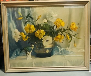 Stunning Vintage Harmony Floral Still by Elmer W Greene 34 X 28