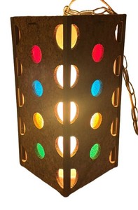 MB - Vintage Mid Century Chain-Hung Lamp With Colored Panels