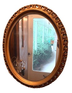 LR - Vintage Ornate Wall Mirror with Gold-Tone Scrolled Frame