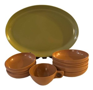 MB - Vintage Mid-Century Melamine Serving Platter, Bowls & Cup
