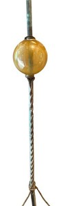MB - Antique Lightning Rod With Amber Glass Ball and Guy Wires
