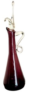 LR - Vintage Bischof Burgundy Glass Pitcher Decanter