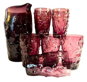 LR - Vintage Bryce Glass Company El Rancho Amethyst Pitcher and Tumbler Set