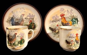 DR - Porcelain Plate & Mug Sets - Hassenpflug Austria Rooster (Lot of 2)