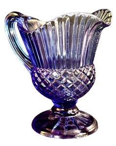 LR - Vintage Glass Pitcher - Avon 1976 Mount Vernon Cobalt Blue