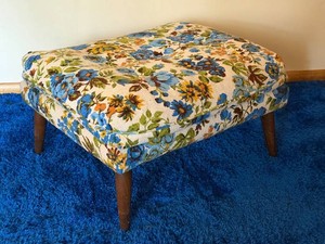 LR - Vintage Floral Upholstered Footstool