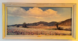 Vintage Framed Print - Lupines and Owl Clover - R. Wood 52 X 26 in