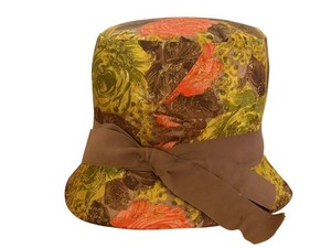 LR - Vintage Floral Brocade Bucket Hat With Ribbon Trim