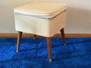 LR - Sewing Footstool - Vintage Storage Stool With Lift-Top