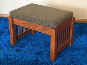 LR - Vintage Arts & Crafts Wooden Footstool