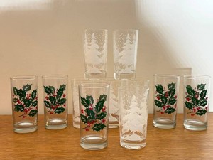 Vintage Christmas Tumblers - Holly & Evergreen Designs (Lot of 10)