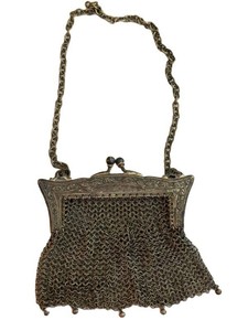 Antique Chainmail Evening Purse - German Silver Mesh Clutch