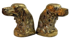 LR - Vintage Dog Bookends - Cast Metal Spaniel-Style Pair