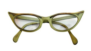 Vintage Cat-Eye Eyeglasses - Tura Olive Green Retro Frame